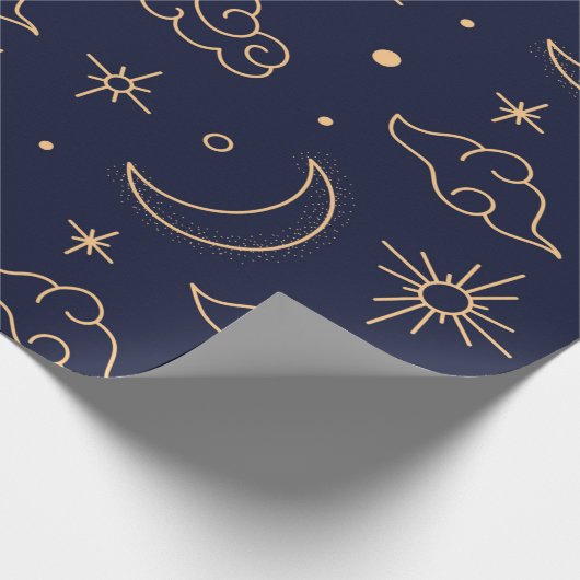 Celestial Moon & Cloud Wrapping Paper Cadeaupapier (Hoek)