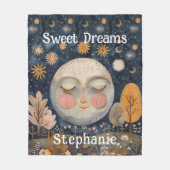 Celestial Moon Custom Name Sweet Dreams Kinder Sch Fleece Deken (Voorkant)
