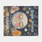 Celestial Moon Custom Name Sweet Dreams Kinder Sch Fleece Deken (Voorkant (Horizontaal))