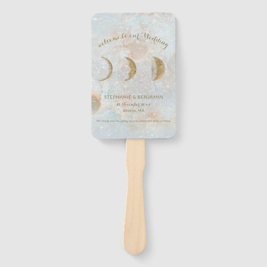 Celestial Moon Elegant Wedding Programme Handwaaier (Voorkant)