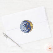 Celestial Moon en Stars Ronde Sticker (Envelop)