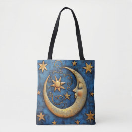 Celestial Moon en Stars Tote Bag