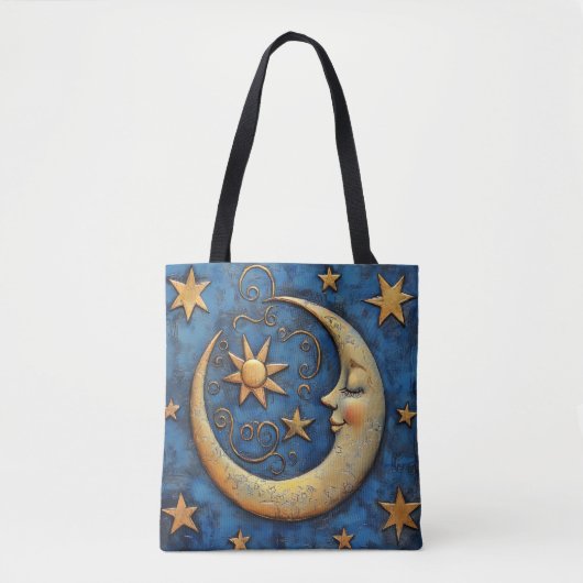 Celestial Moon en Stars Tote Bag (Voorkant)