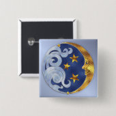 Celestial Moon en Stars Vierkante Button 5,1 Cm (Voorkant /achterkant)