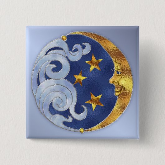 Celestial Moon en Stars Vierkante Button 5,1 Cm (Voorkant)