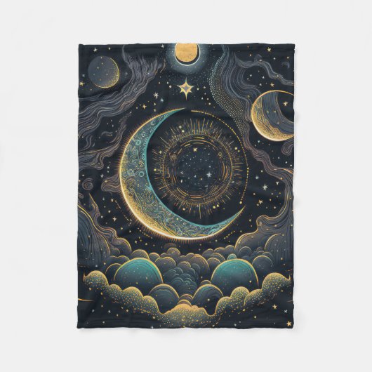 Celestial Moon Fleece Deken (Voorkant)
