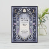 Celestial Moon Floral Art Nouveau Bridal Shower Kaart (Staand voorkant)