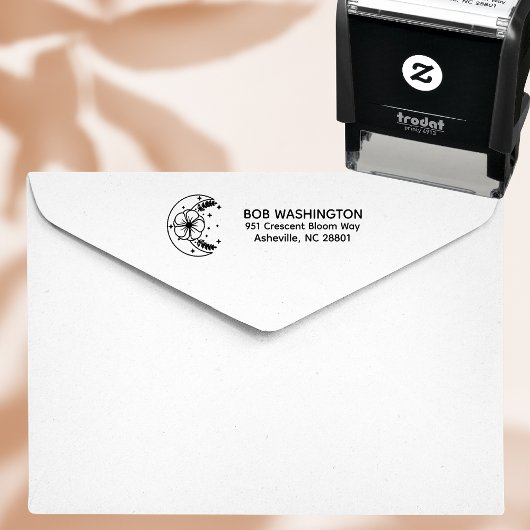 Celestial Moon & Flower Retouradres Stempel