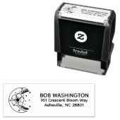 Celestial Moon & Flower Return Address Stamp Zelfinktende Stempel (In situ)