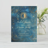 Celestial Moon Frame Blue Bridal Shower Kaart (Staand voorkant)