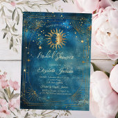 Celestial Moon Frame Blue Bridal Shower Kaart