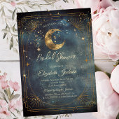 Celestial Moon Frame Dark Galaxy Sky Bridal Shower Kaart