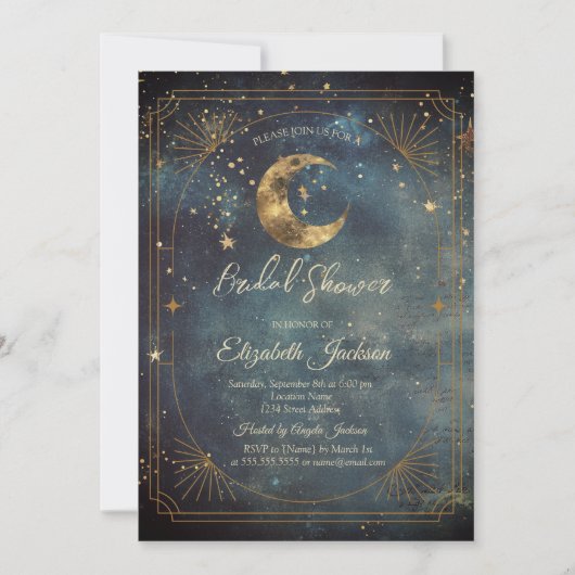 Celestial Moon Frame Dark Galaxy Sky Bridal Shower Kaart (Voorkant)