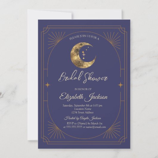 Celestial Moon Frame Violet Bridal Shower Kaart (Voorkant)