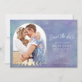 Celestial Moon Galaxy Whimsical Photo Wedding Save The Date (Voorkant)