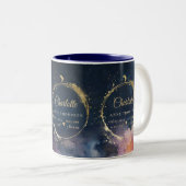 Celestial Moon Gift Geboortestatistieken Keepsake  Tweekleurige Koffiemok (Voorkant rechts)