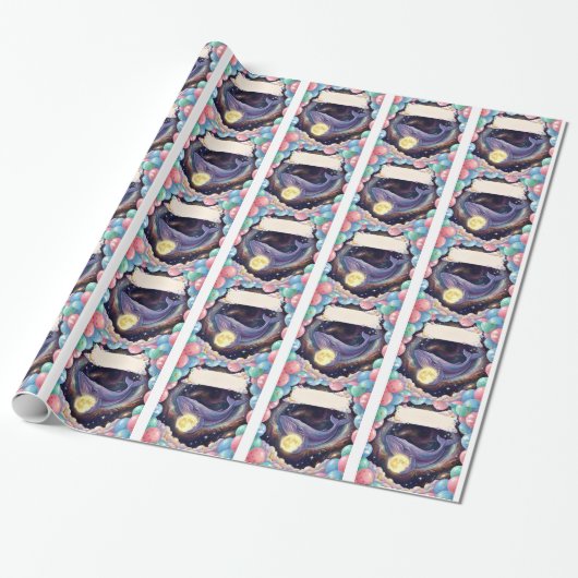 Celestial Moon Gift Wrapping Paper  Cadeaupapier (Uitgerold)