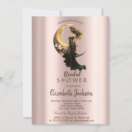 Celestial Moon Girl Roos Gold Vrijgezellenfeest Kaart (Voorkant)