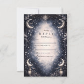 Celestial Moon Gothic Wedding RSVP Kaartje (Voorkant)