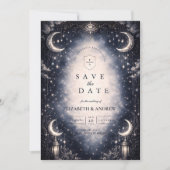 Celestial Moon Gothic Wedding Save The Date (Voorkant)