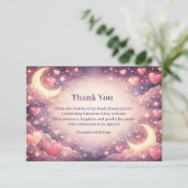 Celestial Moon Hearts Valentijnsfeest Bedankkaart (Staand voorkant)