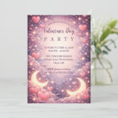 Celestial Moon Hearts Valentine Kaart (Staand voorkant)