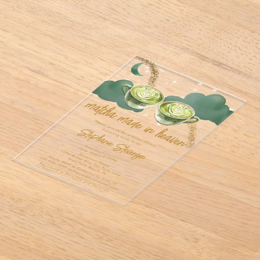 Celestial Moon Matcha Made in Heaven Vrijgezellenf Acryl Uitnodigingen (Laagn)