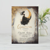 Celestial Moon Meisje Waterverf Goud Quinceanera Kaart (Staand voorkant)