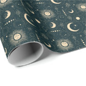 Celestial Moon Midnight Sky inpakpapier (Rol Hoek)