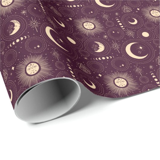 Celestial Moon Midnight Sky inpakpapier (Rol Hoek)