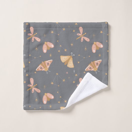 Celestial Moon Moth Pattern Bad Handdoek (Wasdoekje)