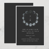 Celestial Moon Phase Black Dark Night Sky Wedding Kaart (Voorkant / Achterkant)