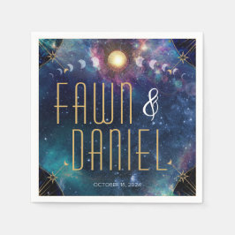 Celestial Moon Phase bruiloft servetten