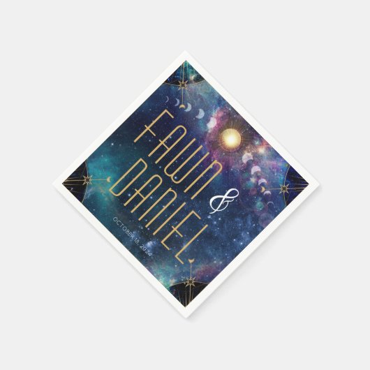 Celestial Moon Phase bruiloft servetten (Hoek)