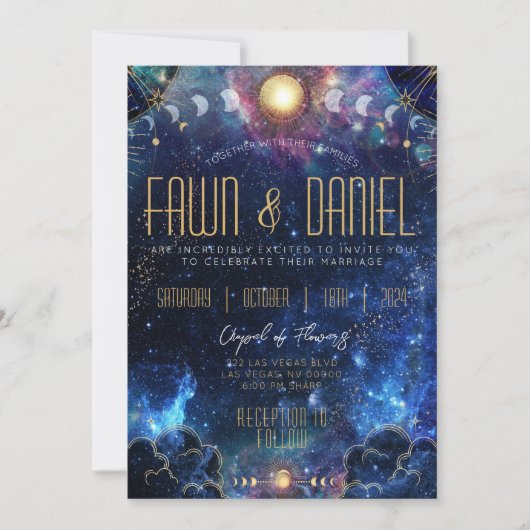 Celestial Moon Phase bruiloft uitnodigingen (Voorkant)