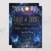 Celestial Moon Phase bruiloft uitnodigingen (Voorkant / Achterkant)