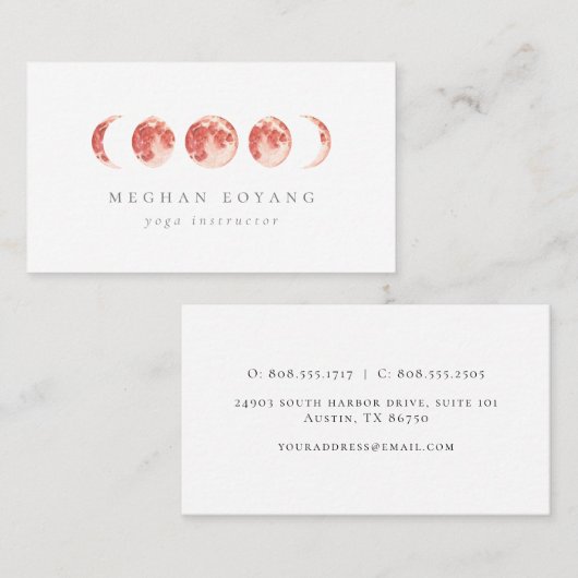Celestial Moon Phase | Koraal Visitekaartje (Voorkant / Achterkant)