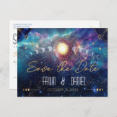 Celestial Moon Phase Save the Date Briefkaart (Voorkant / Achterkant)