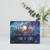 Celestial Moon Phase Save the Date Briefkaart (Staand voorkant)