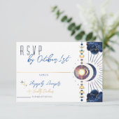 Celestial Moon Phase White RSVP-kaart RSVP Kaartje (Staand voorkant)