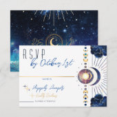 Celestial Moon Phase White RSVP-kaart RSVP Kaartje (Voorkant / Achterkant)