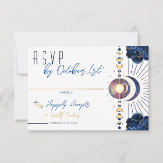 Celestial Moon Phase White RSVP-kaart RSVP Kaartje