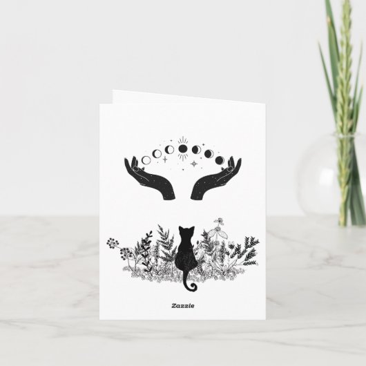  Celestial Moon Phases Cat Feestdagen Kaart (Achterkant)