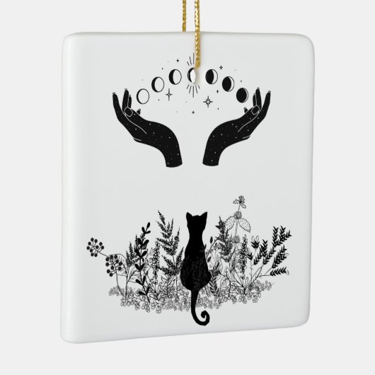  Celestial Moon Phases Cat Keramisch Ornament (Rechts)