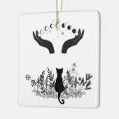  Celestial Moon Phases Cat Keramisch Ornament (Links)