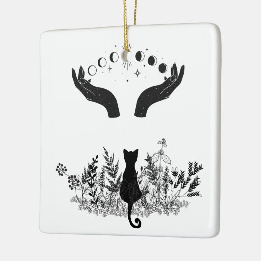  Celestial Moon Phases Cat Keramisch Ornament (Links)