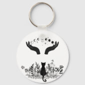  Celestial Moon Phases Cat Sleutelhanger (Voorkant)
