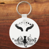  Celestial Moon Phases Cat Sleutelhanger (Voorkant)