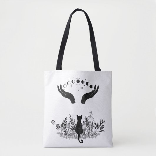  Celestial Moon Phases Cat Tote Bag (Voorkant)