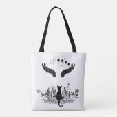  Celestial Moon Phases Cat Tote Bag (Achterkant)